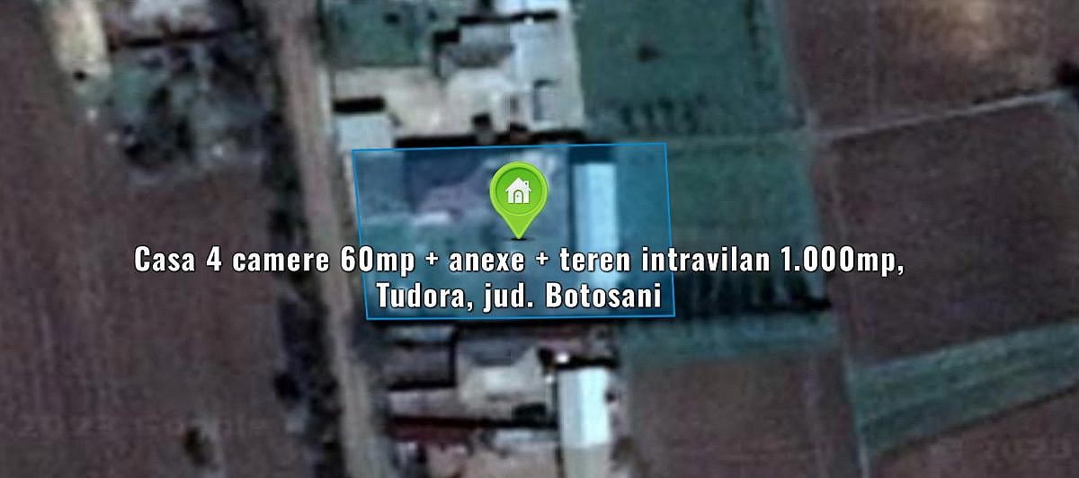 Casa 4 camere 60mp + anexe + teren intravilan 1.000mp, Tudora, jud. Botosani