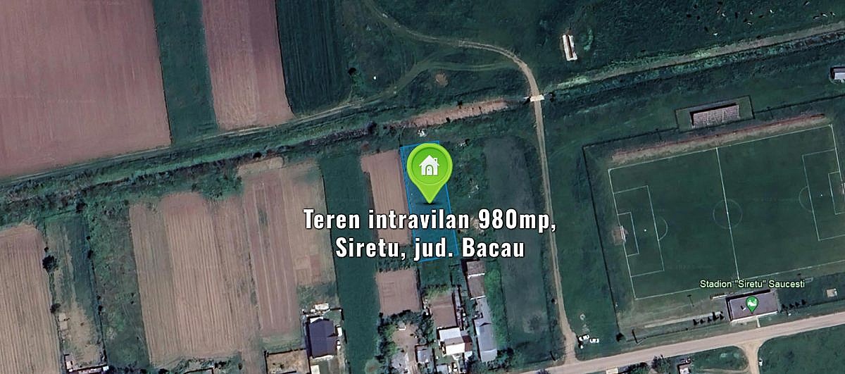 Teren intravilan 980mp, Siretu, jud. Bacau