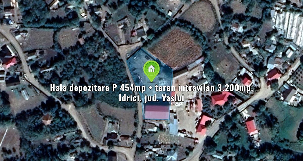 Hala depozitare P 454mp + teren intravilan 3.200mp, Idrici, jud. Vaslui